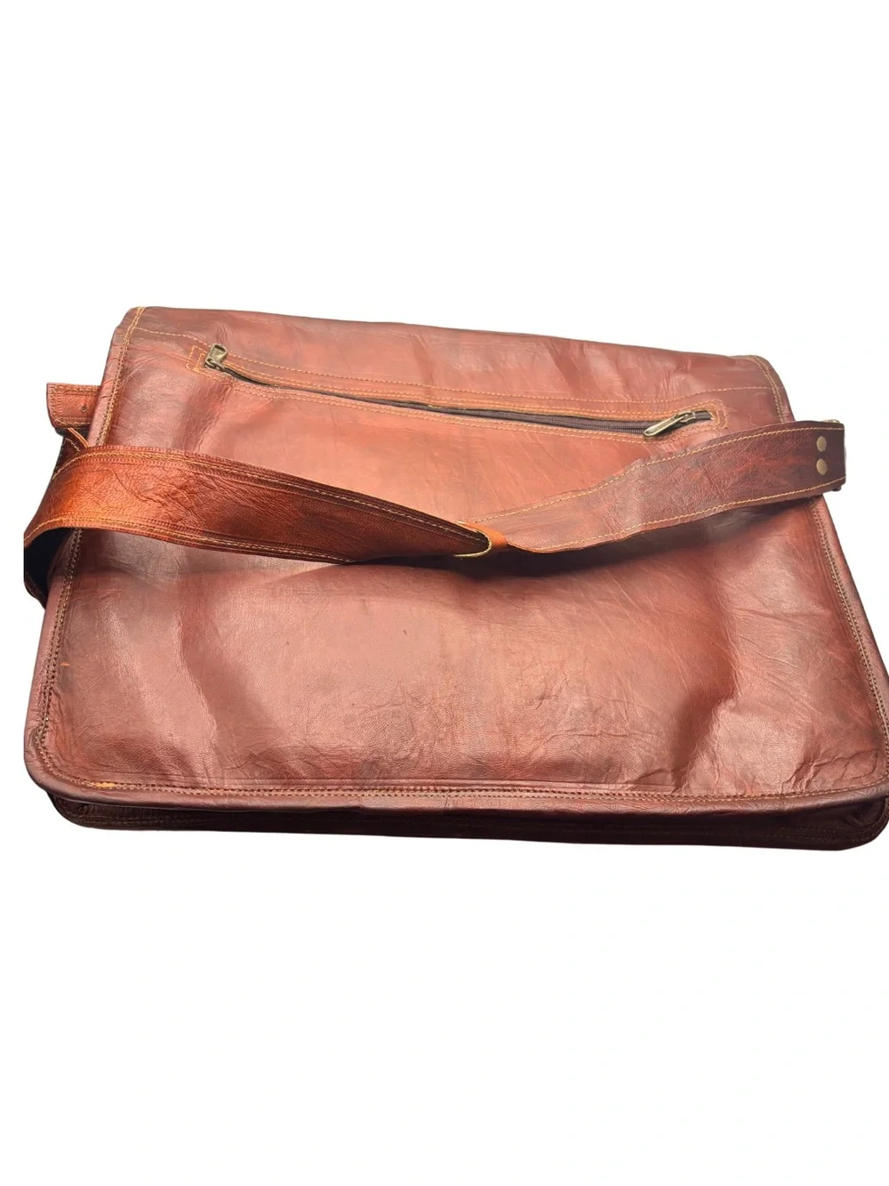 Cuero Vintage Brown Leather Messenger Bag Briefcase Satchel Shoulder Bag 16”